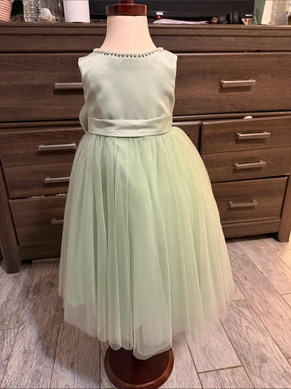 Azazie Light Mint Green Tulle Flower Girl Dress